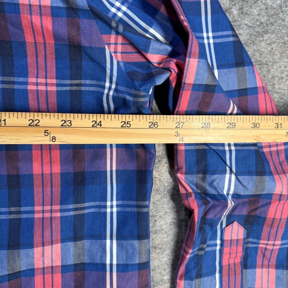 Brooks Brothers Shirt Men's XL  Madison Button Down Blue Red Plaid Logo Cotton - Picture 4 of 6